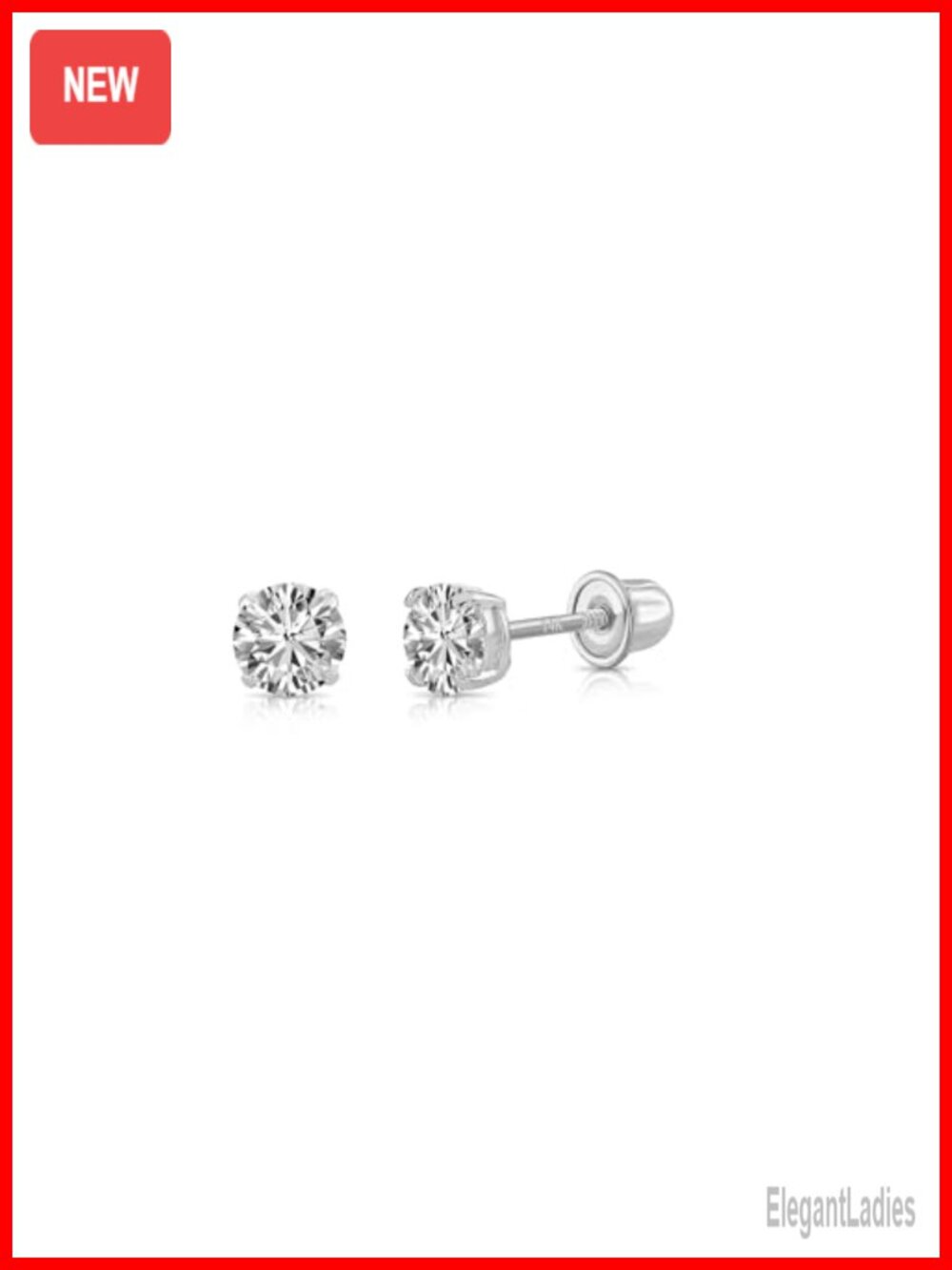 14K White Gold Lab-Grown Diamond Stud Earrings Screw Back